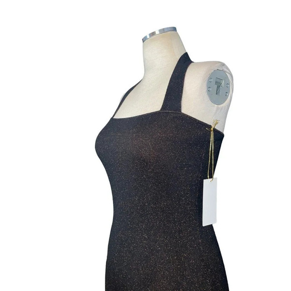 Victor Glemaud Halter lurex-knit Midi Dress In Black XSmall New Cocktail - Picture 8 of 13